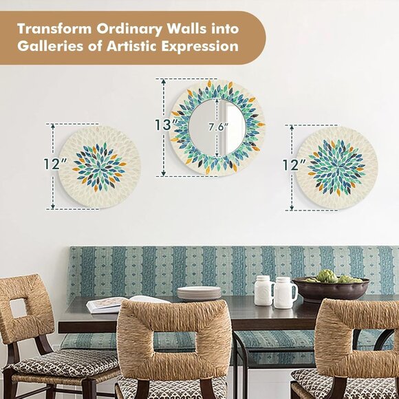 NWT TEIPAI  Jewel-Tone Mother of Pearl Mirror Wall Decor - Picture 4 of 14